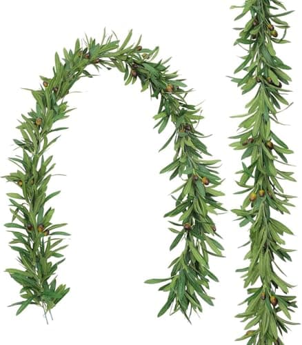 6FT Faux Olive Branch Garland, Artificial Vine Greenery Garland With ...