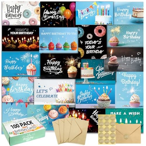 100 Happy Birthday Cards With Envel…