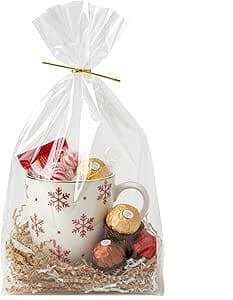 Cellophane Bags with Flat Bottom | 50 PCS Clear Cellophane Gift Bag ...
