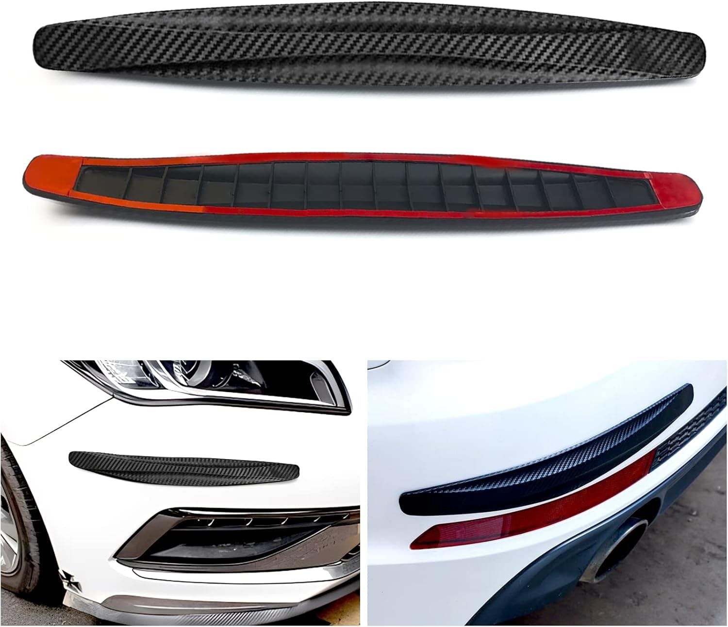 QUICTO 2PS Car Front Rear Bumper Protector Strip, Universal Carbon ...