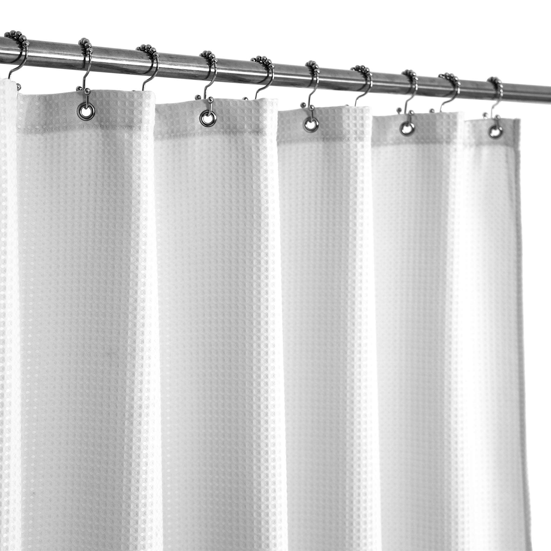 Waffle Weave Fabric Shower Curtain Hotel Spa Luxury - White Heavyweight ...