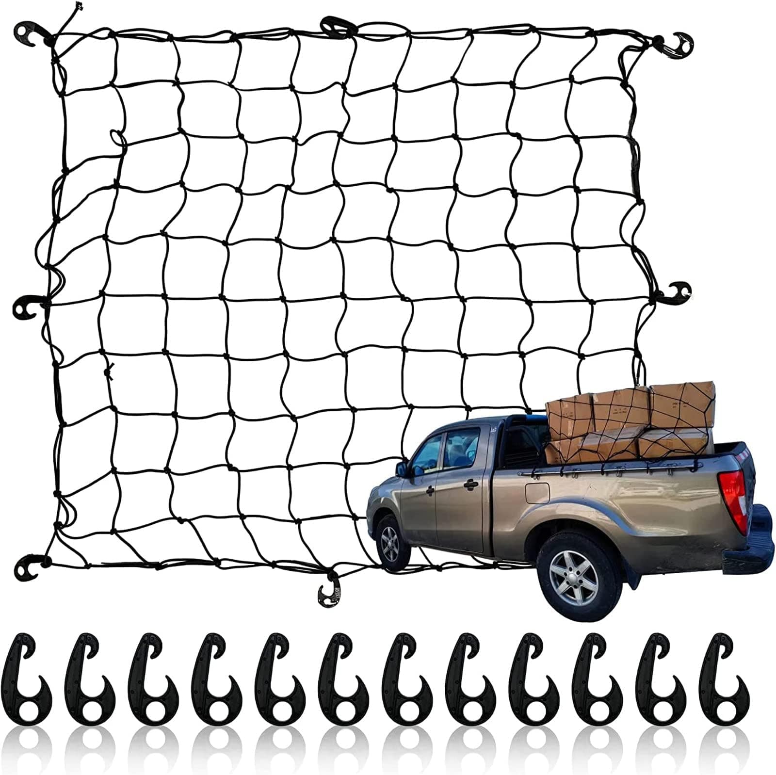 Goodern Truck Cargo Net,120CM x 90CM Heavy Duty Truck Bed Cargo Bungee ...