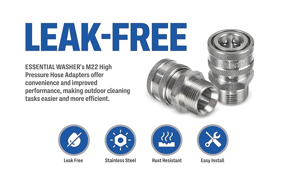 Amazon.com: ESSENTIAL WASHER M22 To 3/8 Quick Connect | 5000 PSI ...