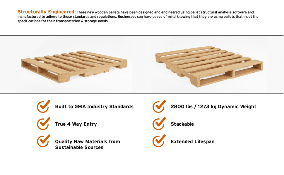 Amazon.com: 48x40" New Wood GMA Pallet 5 Pack | 2800lbs dynamic/4400lbs ...