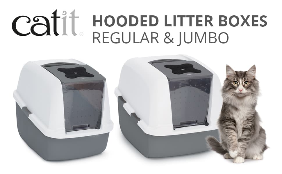 Catit Jumbo Hooded Cat Litter Pan - Warm Gray, 22" x 17" x 18.3 ...