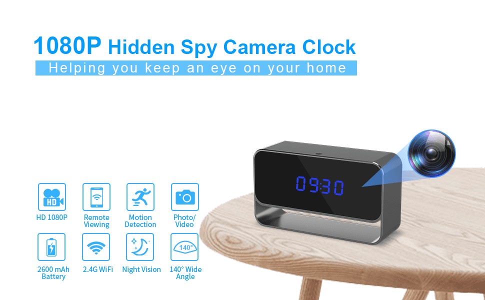 GooSpy Spy Camera Clock WiFi Hidden Wireless HD 1080P Secret Covert ...