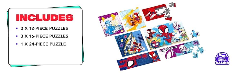 Spin Master Games, Marvel Spidey and His Amazing Friends Puzzles 7-Pack ...