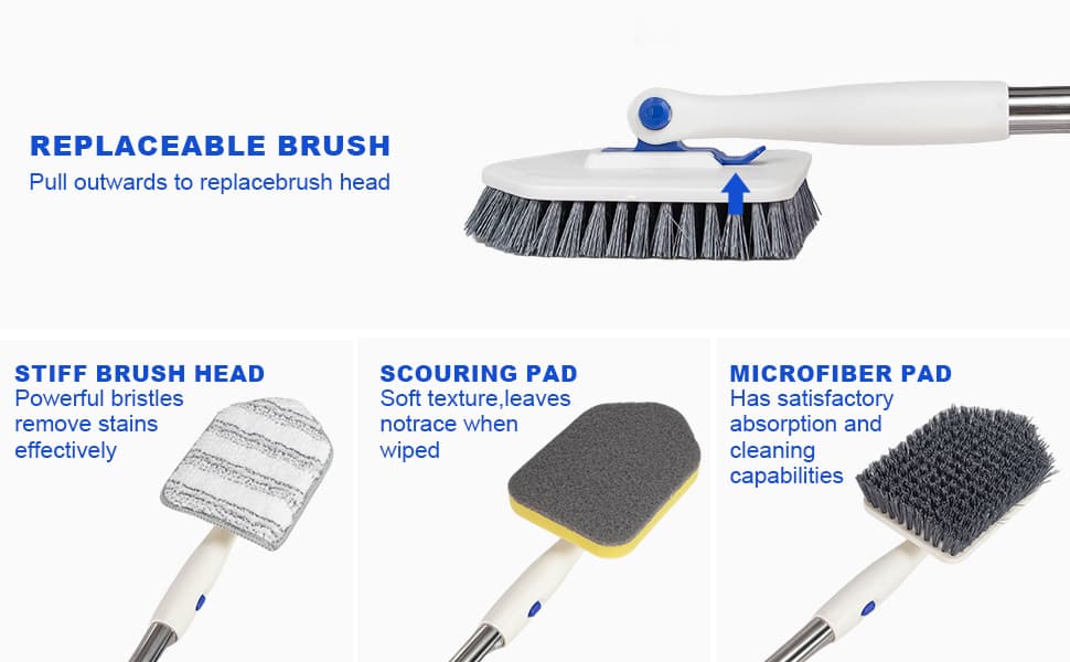 Amazon.com: Tile Tub Scrubber Brush with 52-inch Adjustable Long Handle ...