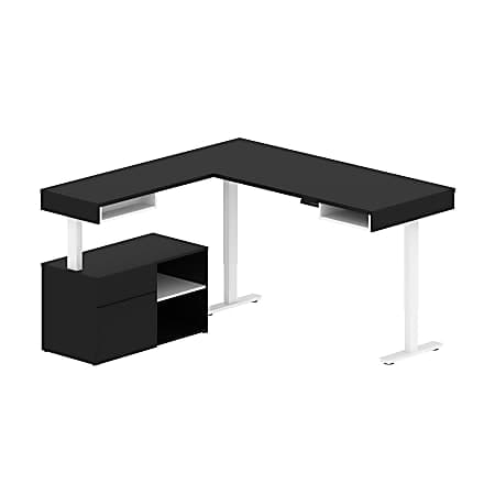 Bestar Connexion 72 W L Shaped Corner Desk With Lateral File Cabinet ...