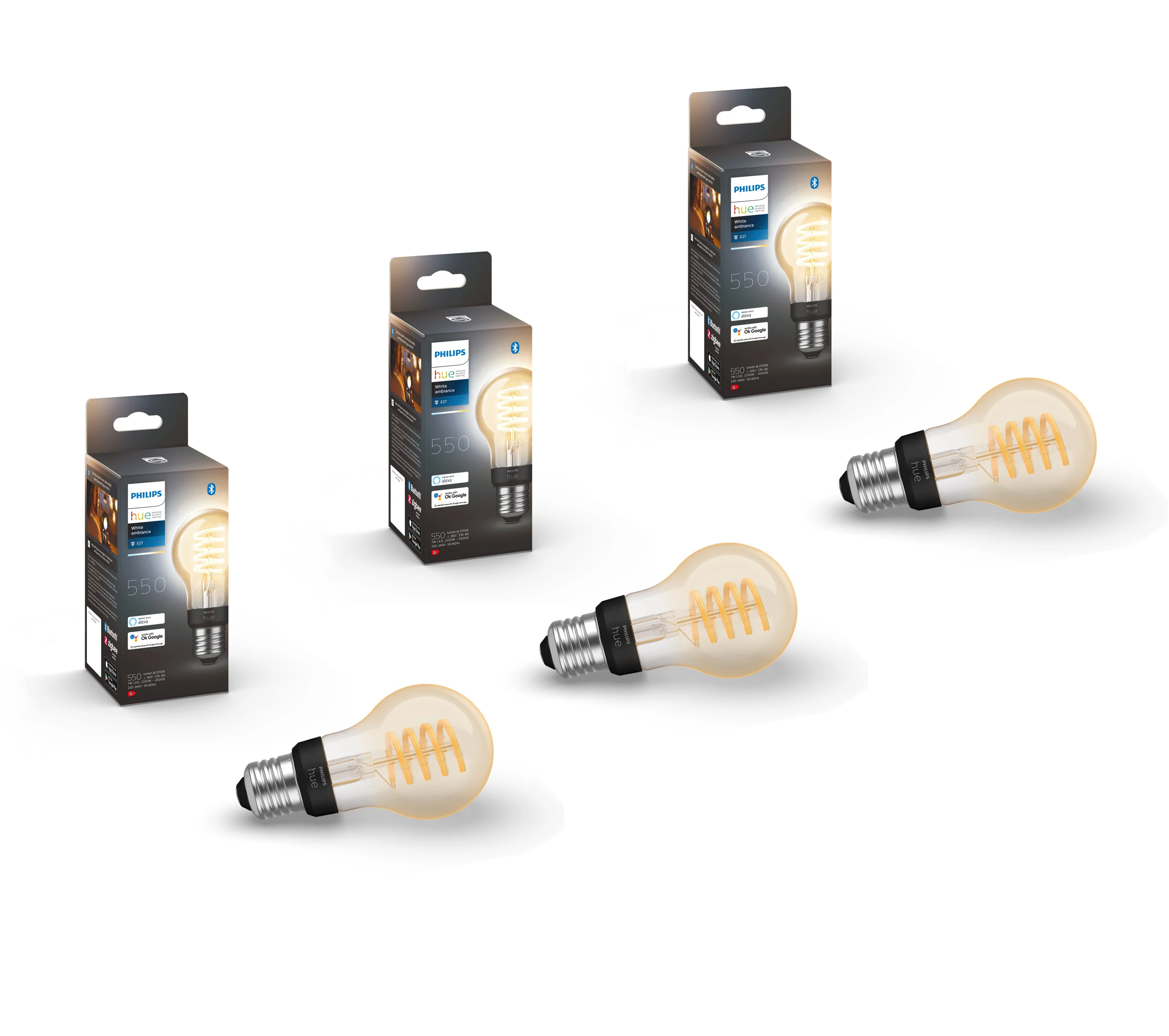 Buy Philips Hue - 3x E27 Filament A60 - White Ambiance - Bundle - Free ...