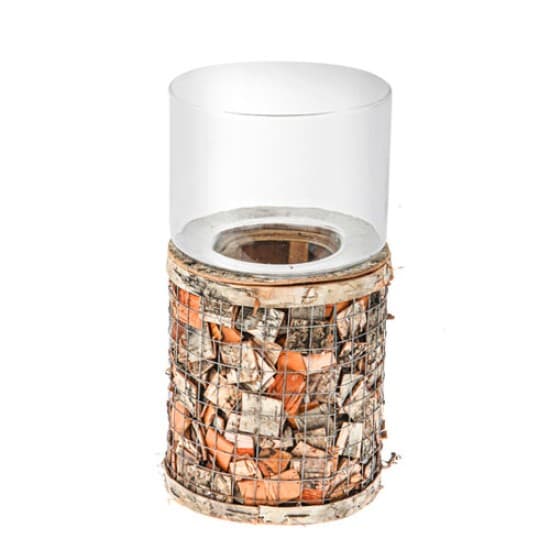 Woodland Birch Candle Holder 25cm | Hurricane Lamps and Candle Holders