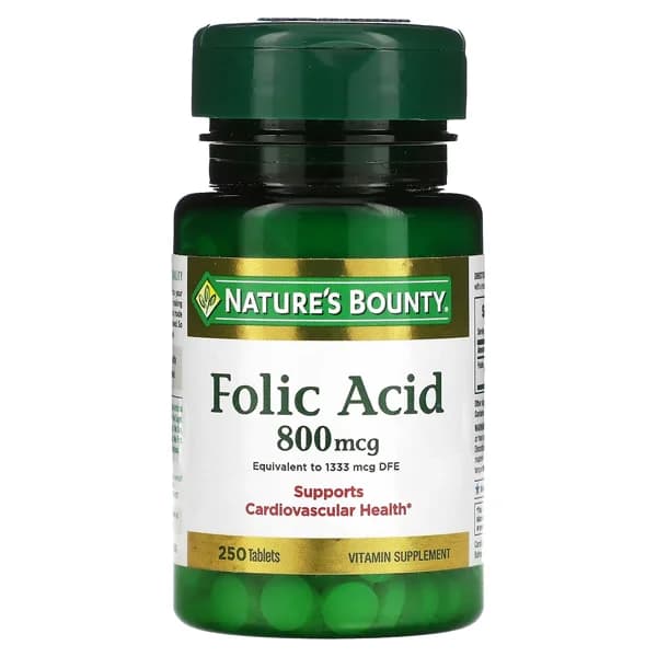 Nature’s Bounty Folic Acid 800mcg Tablets Maximum Strength 250 Tablets ...