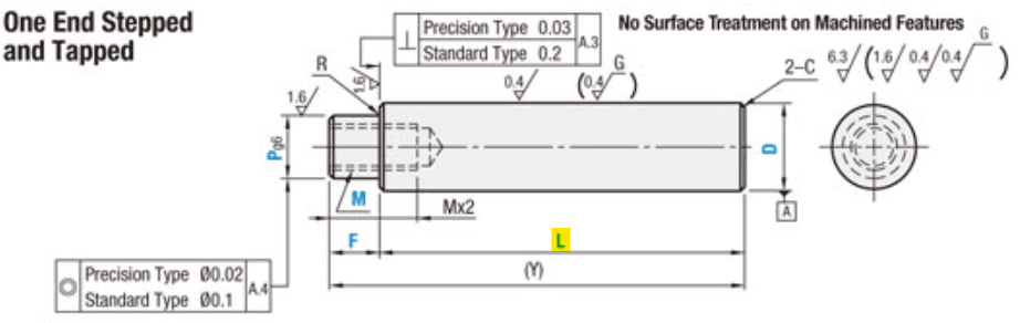 Linear Shaft - Stepped End, Tapped or Not Tapped, Precision | MISUMI ...