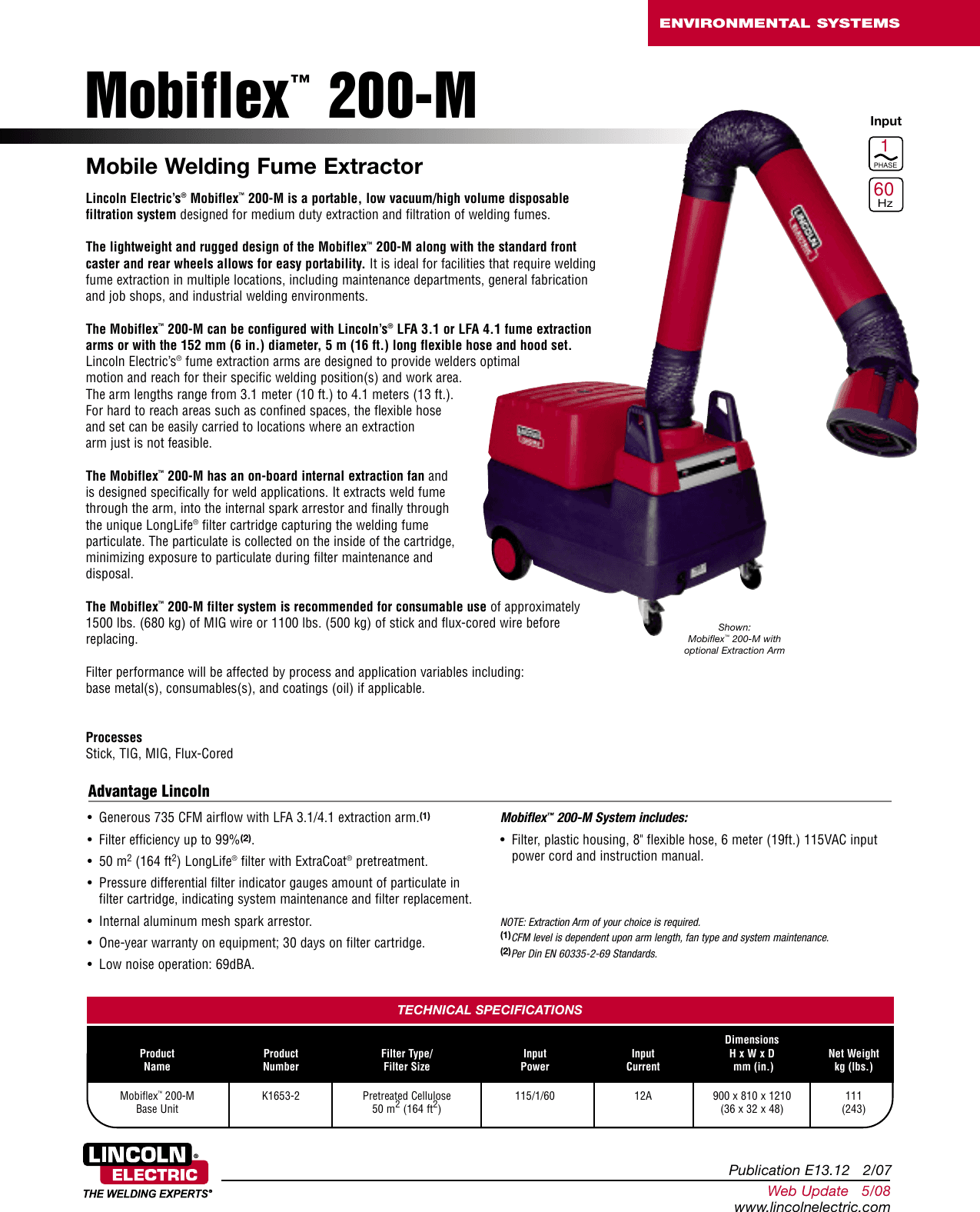 Lincoln Electric Mobiflex 200-M Mobile Welding Fume Extractor