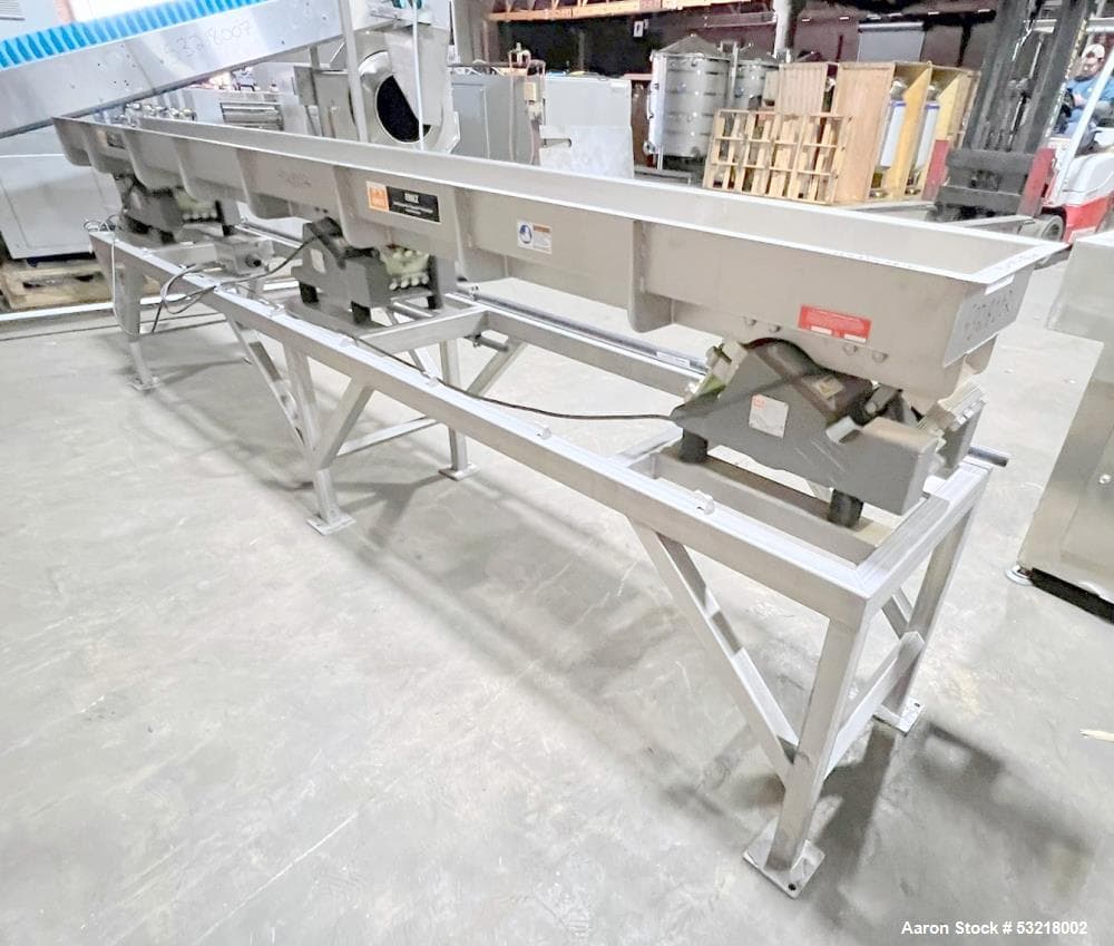 Used Eriez HI-VI Vibratory Conveyor. Stainless steel pan approximate