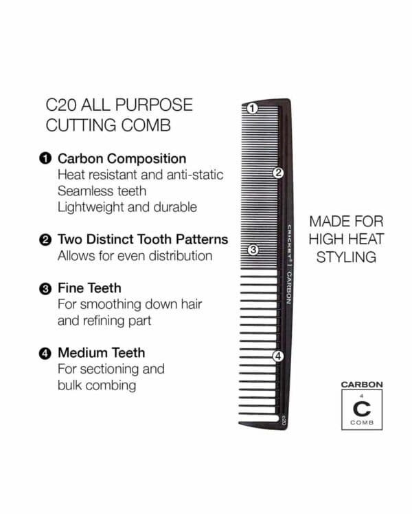 Cricket Carbon C20 All Purpose Comb - Barber Depot - Barber Supply