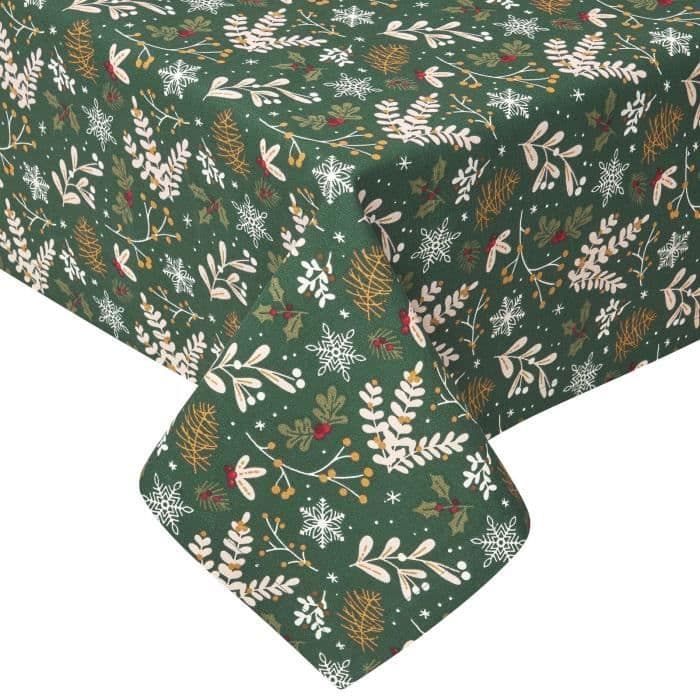Nappe ronde de Noël - HOMESCAPES - Vert Forêt Festive - Tissu coton ...