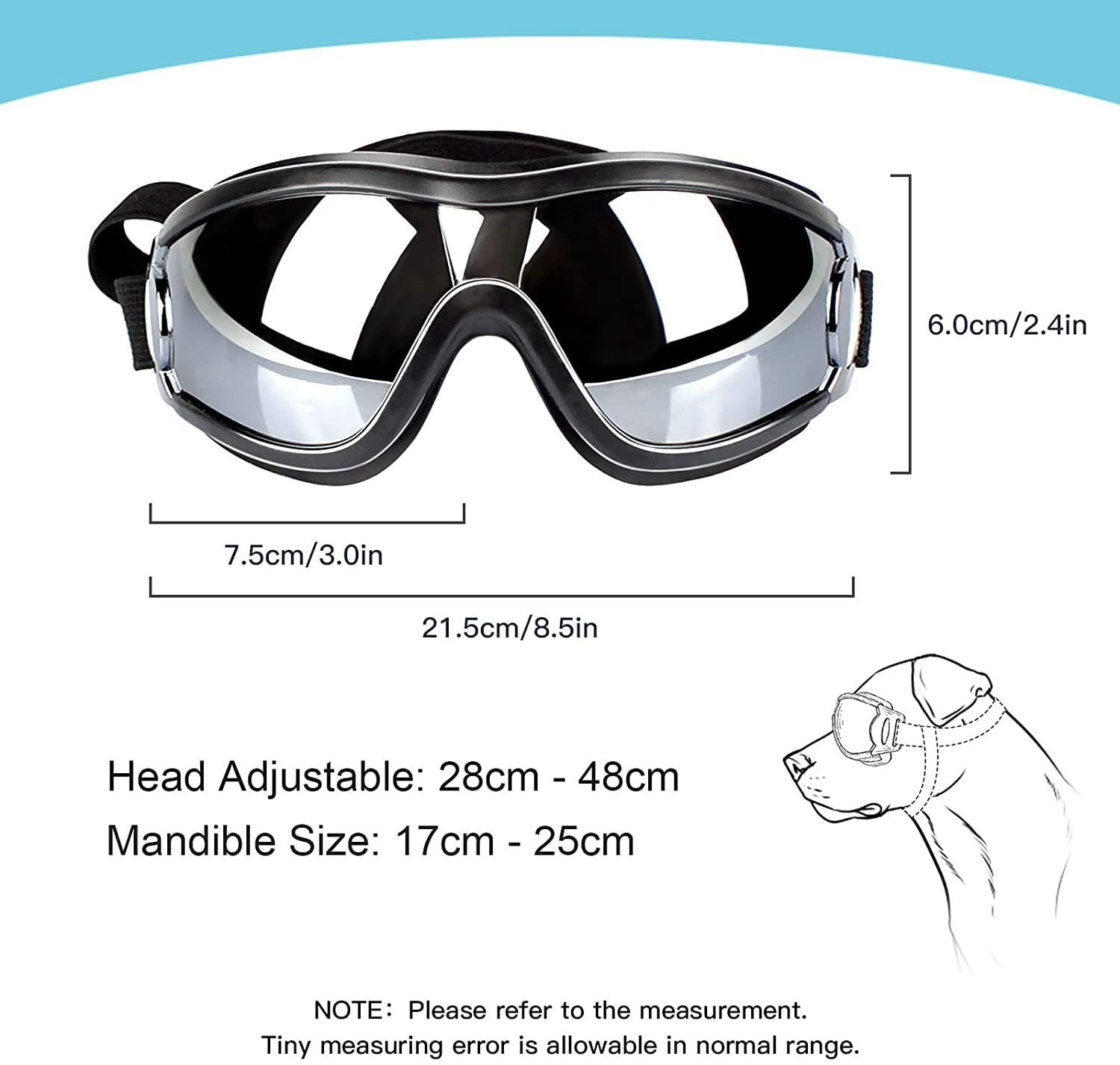 PEDOMUS Dog Sunglasses Dog Goggles Adjustable Strap for Travel