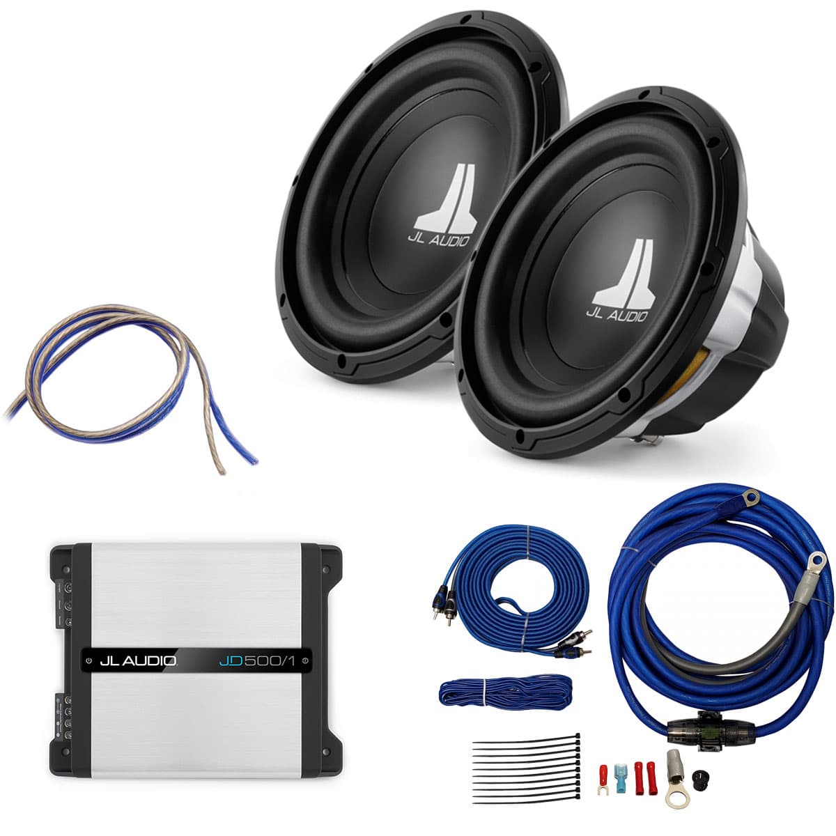 JL Audio Dual 10W0v3-4 500 Watt Subwoofer Kit: 10W0v3-4x2-JD5001