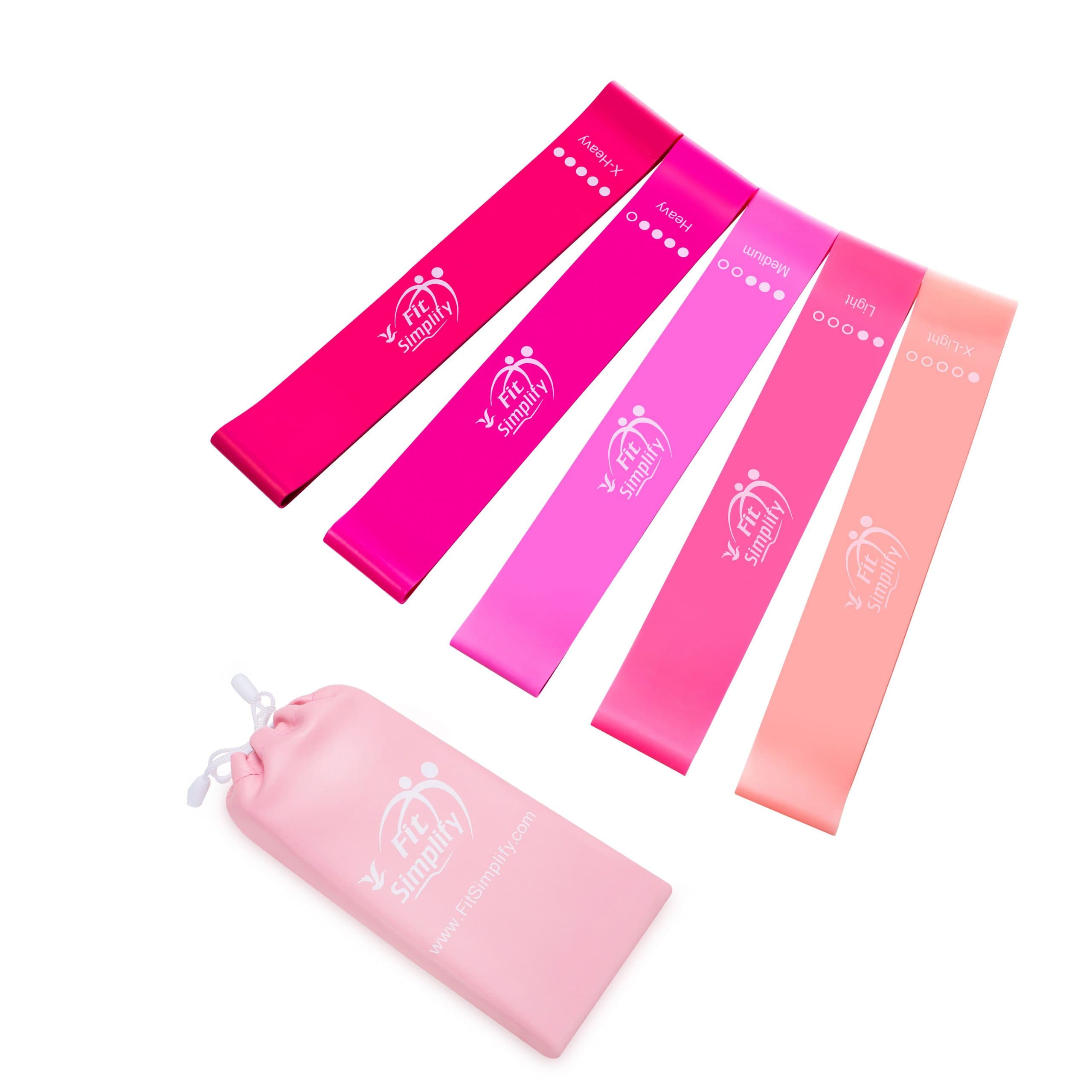 Fit Simplify Resistance Loop Exercise Bands Set of 5 (Pink)