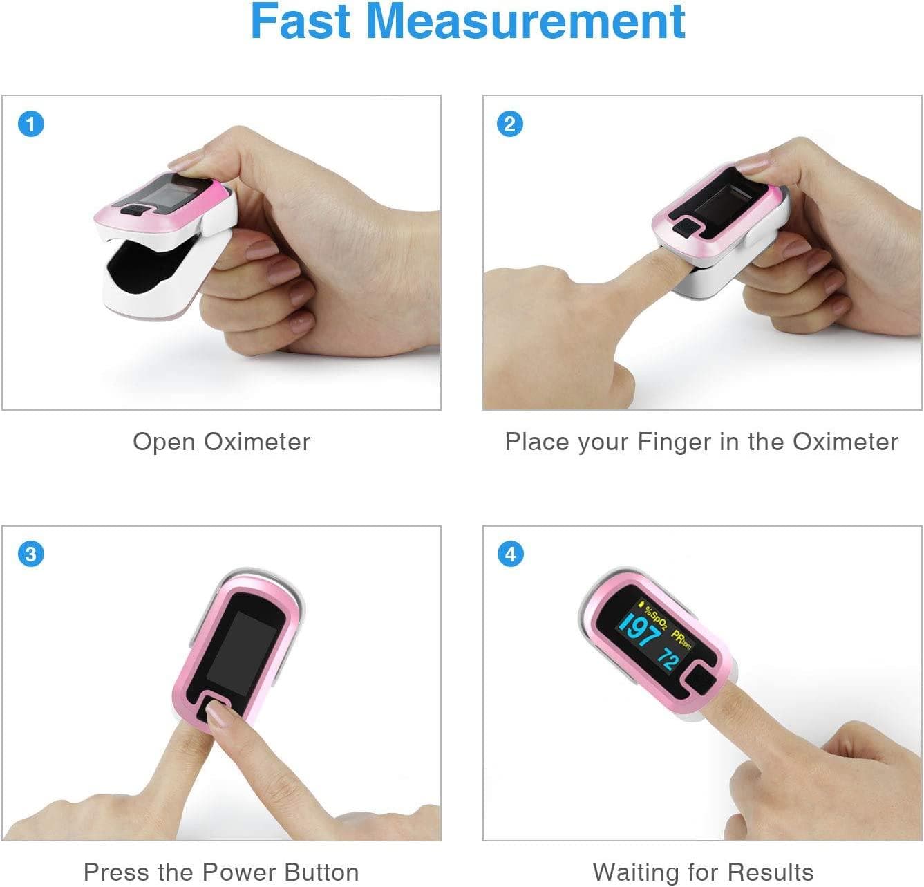 Mibest OLED Finger Pulse Oximeter O2 Meter - Dual Color White/Pink ...