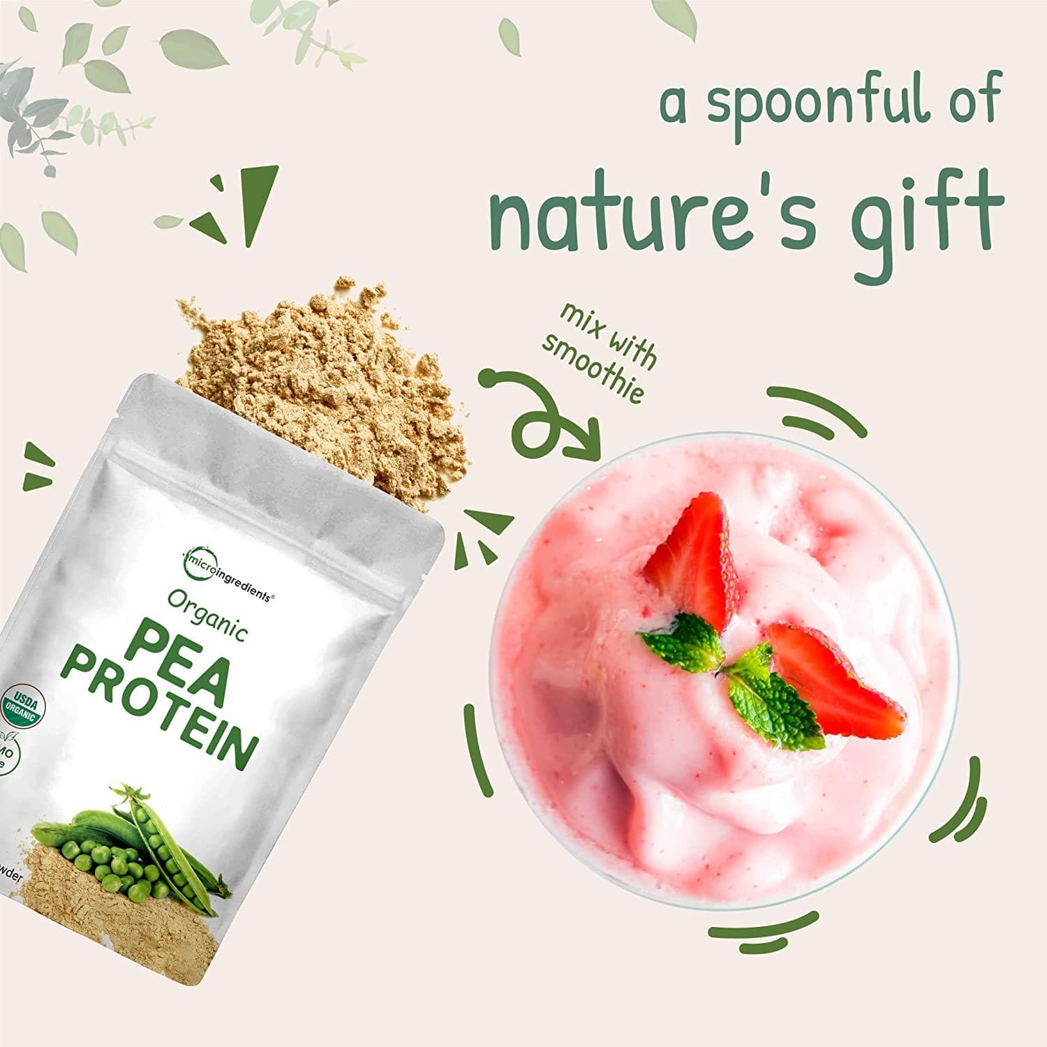Organic North American Pea Protein Powder 1KG - Plant-Based Vegan ...