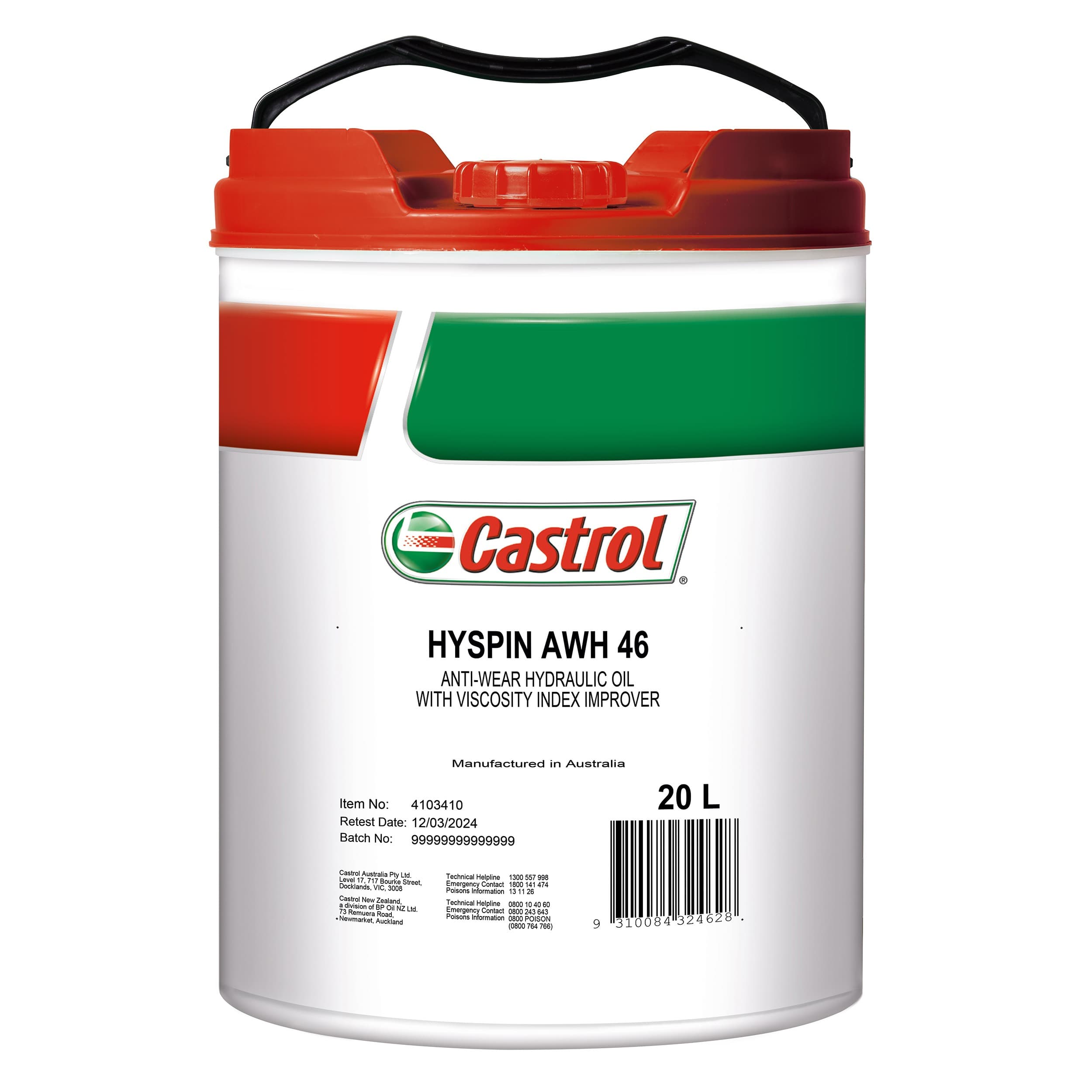 Castrol Hyspin AWH 46 Hydraulic Oil 20LT | Hewitt & Whitty