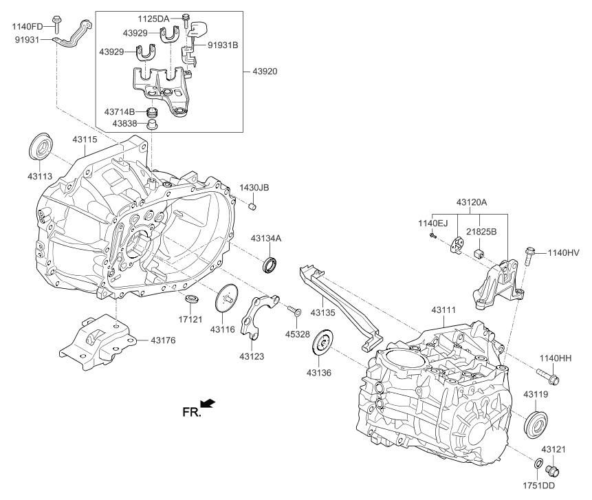 2014 Hyundai Elantra US Alabama made Transaxle Case-Manual