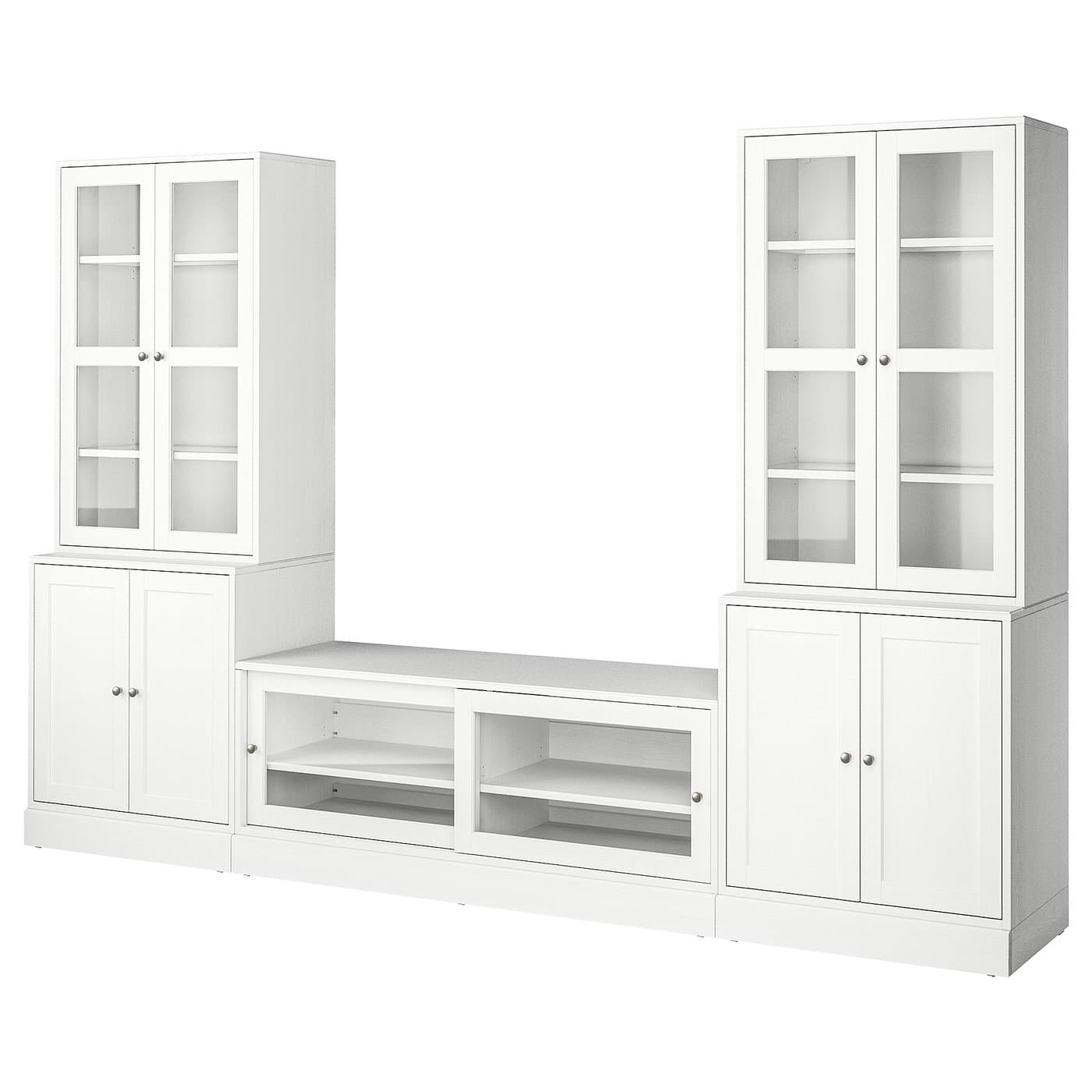 HAVSTA TV storage combination/glass doors, white, 322x47x212 cm - IKEA