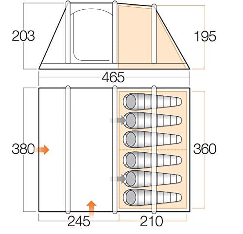 Vango Odyssey Air Beam 600 Inflatable Tunnel Tent - Epsom Green, 6 ...
