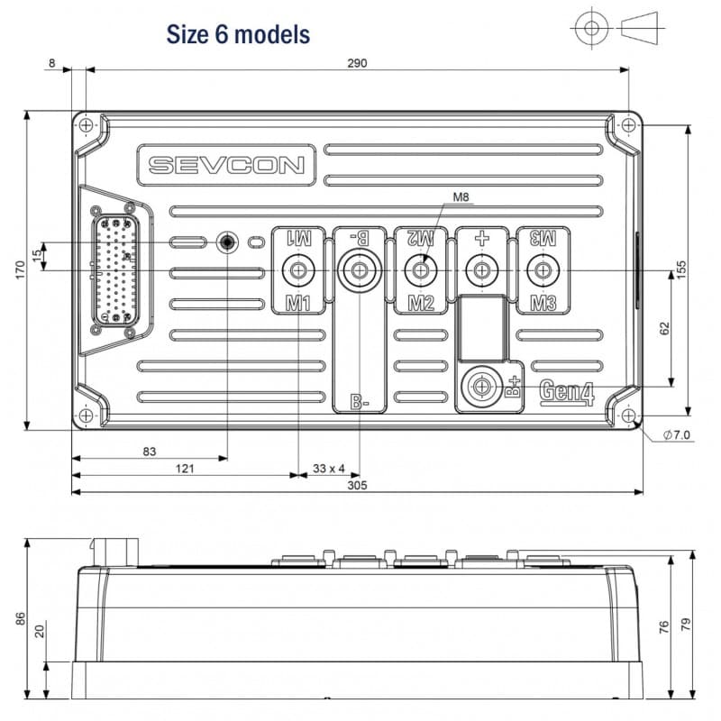 SEVCON three-phase controller GEN4 8055 size 6 sin/cos promotion