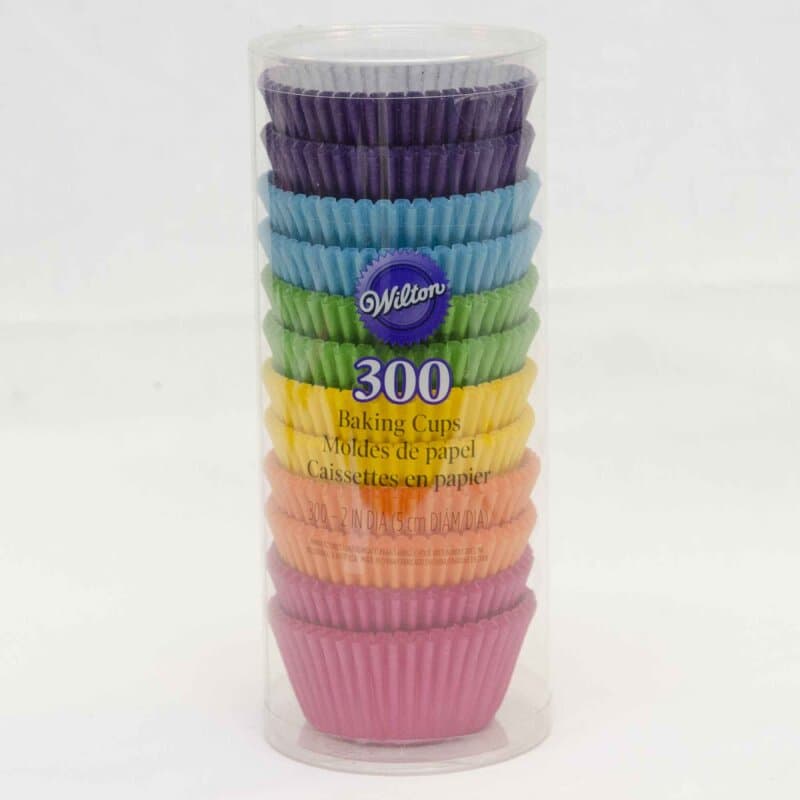 Wilton Rainbow Brights Baking Cups - Pk 300 | Lollipop Cake Supplies