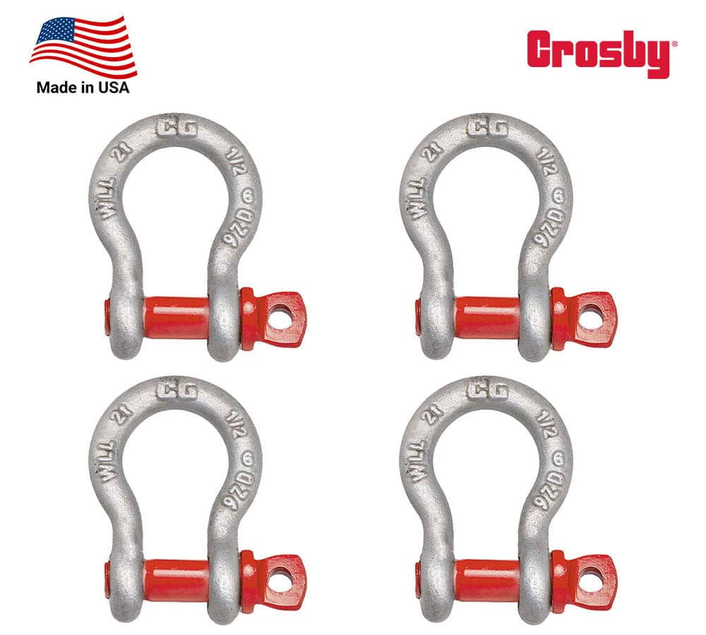 (4 Pack) Crosby G-209 Anchor Shackle 2 Ton WLL, 1/2 In. Screw Pin ...