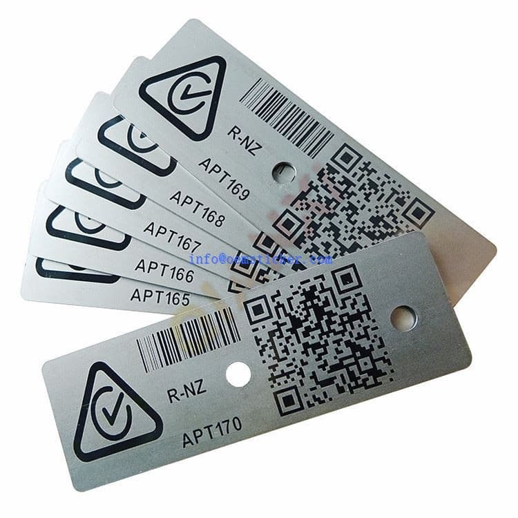 Customized Serial Number Metal ID Plates QR Code Barcode Asset Label ...