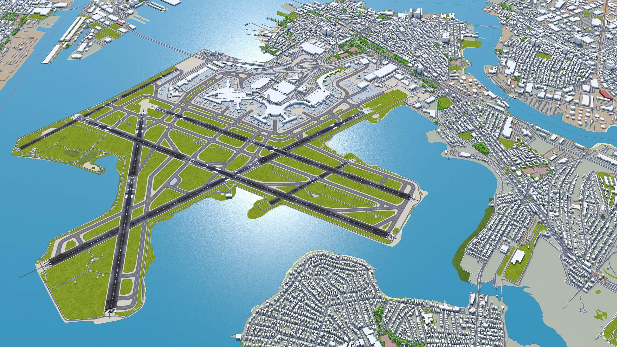 Boston Logan Airport - 3D Model by 3dstudio