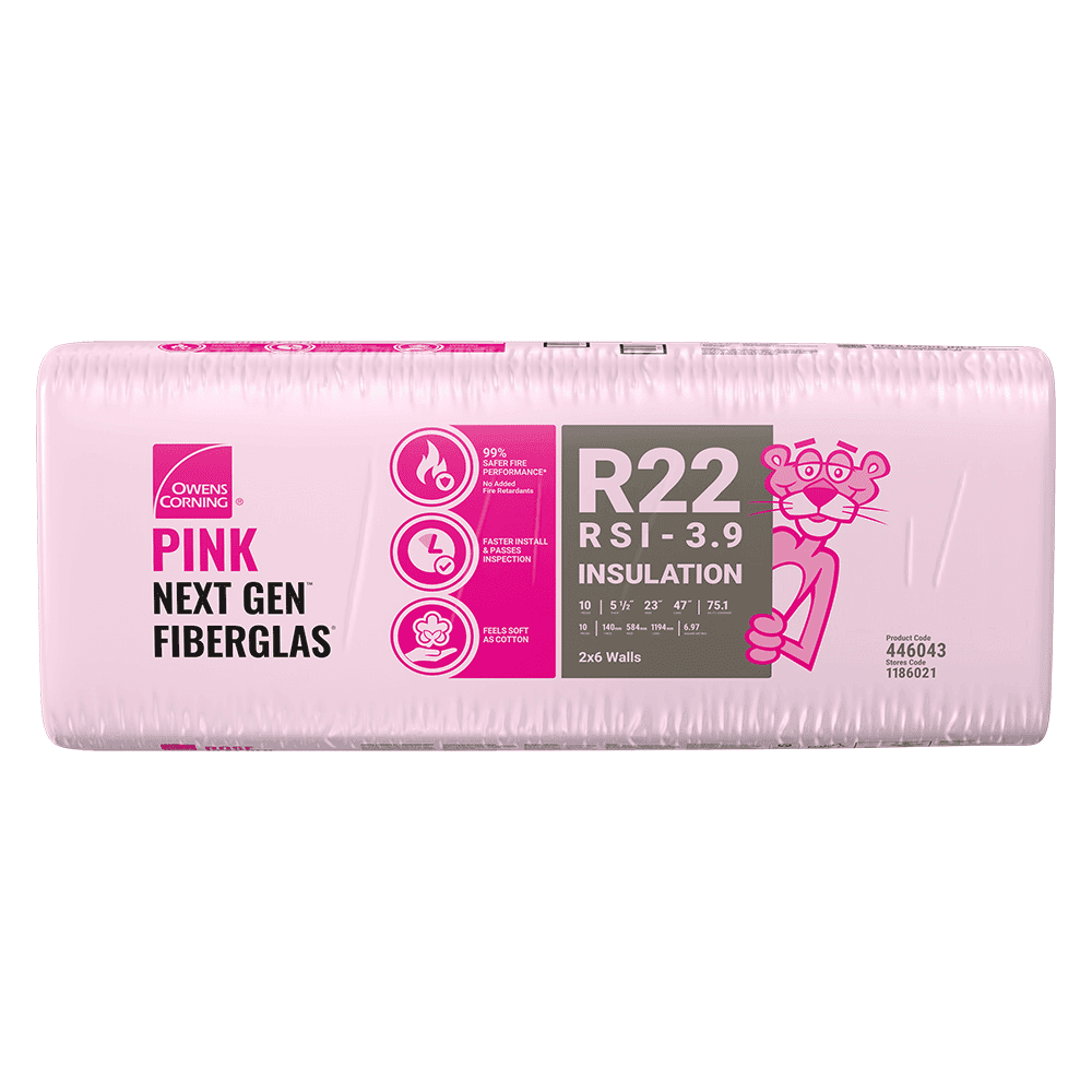 OWENS CORNING R-22 2X6 WOOD STUD 23 INCH EcoTouch PINK FIBERGLAS ...