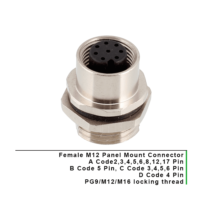 Female M12 Panel Mount Connector Front Mount | Shine Industry